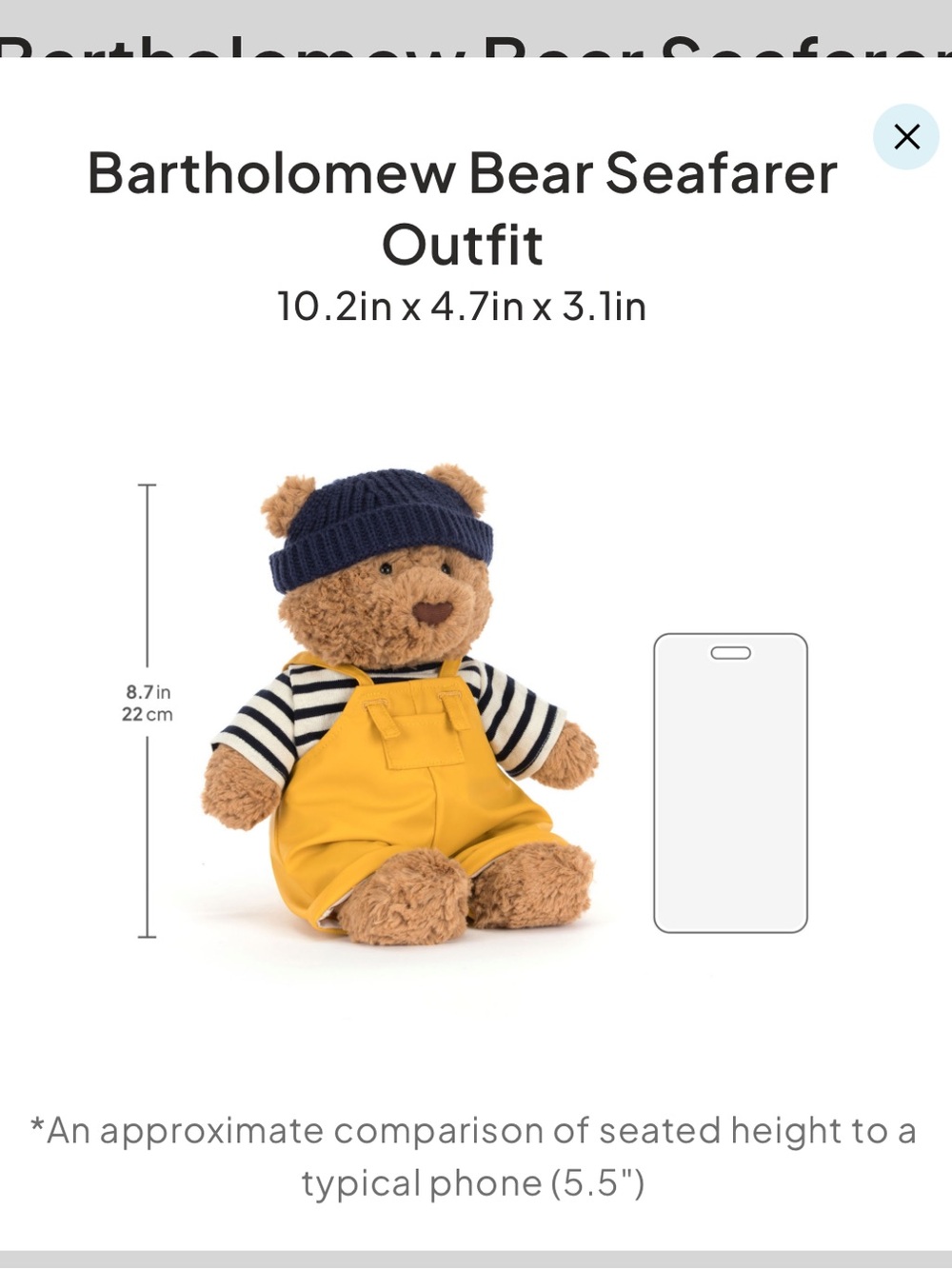 NWT Jellycat Summer 2026 Collection Bart Bear Seafarer Outfit - Picture 7 of 7